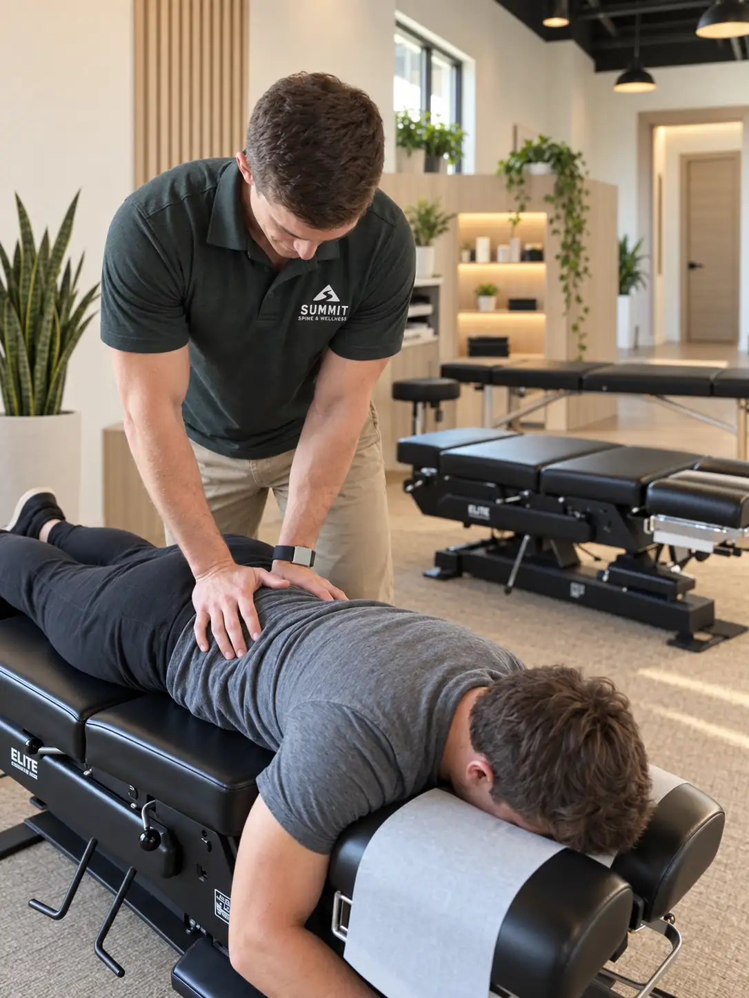 Dr. Hiebert providing hands-on back care at Summit Spine and Wellness