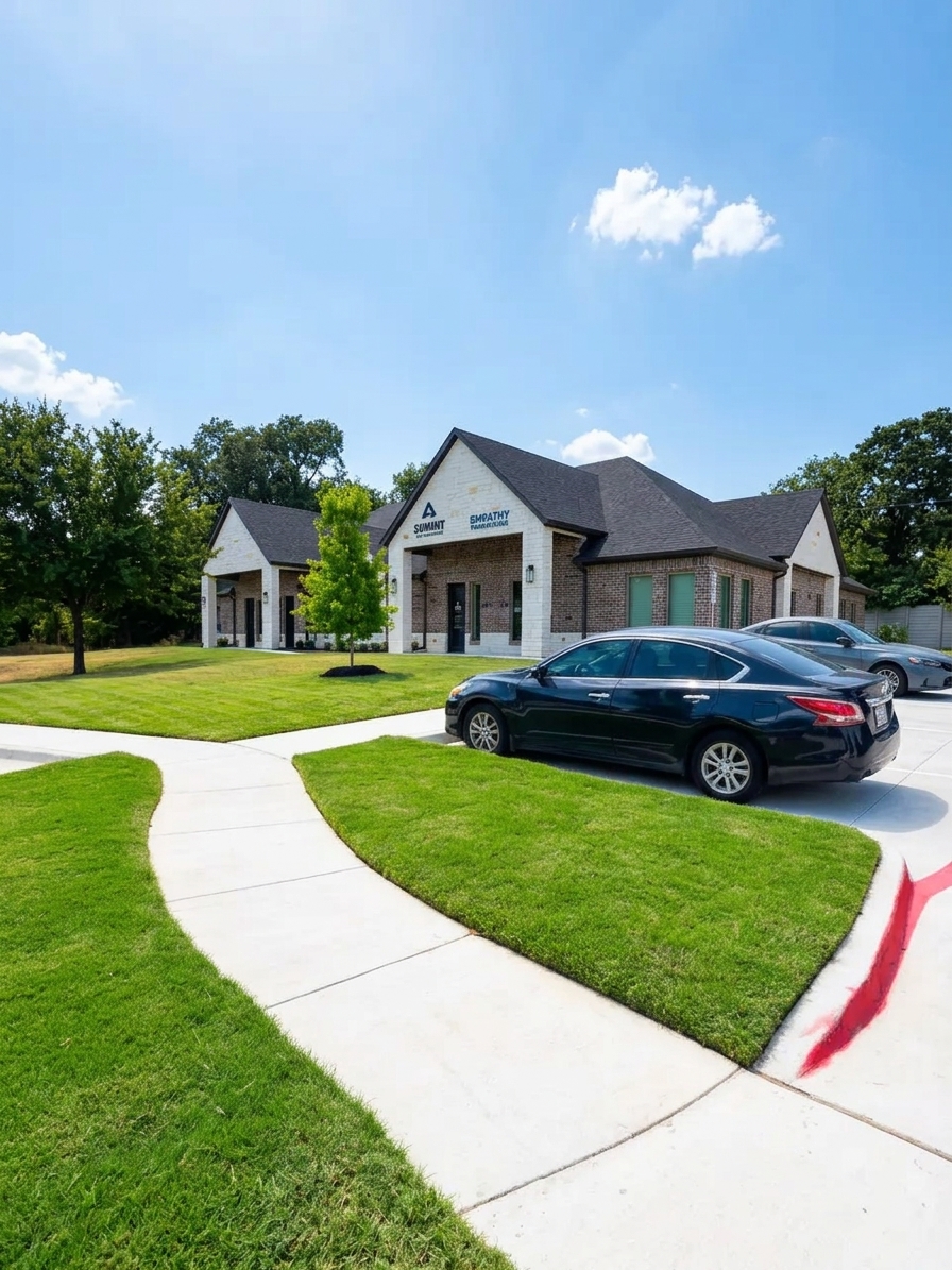 Parking and sidewalk leading to Summit Spine & Wellness in Colleyville