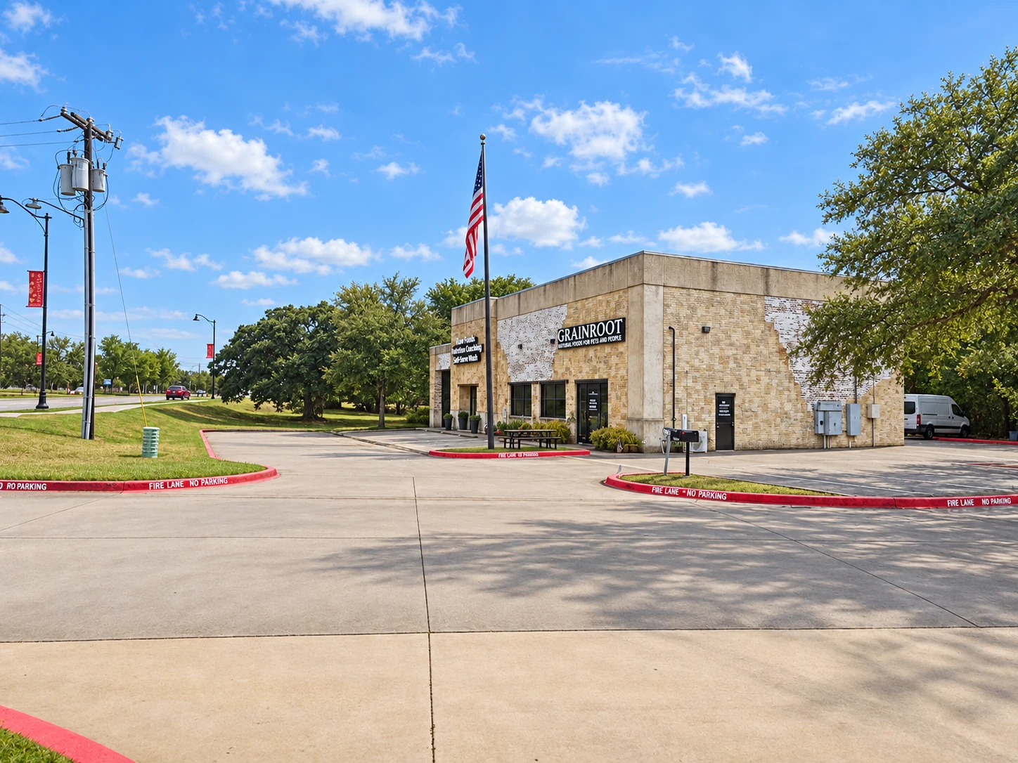 Grain Root building and the shared driveway landmark near Summit Spine & Wellness in Colleyville